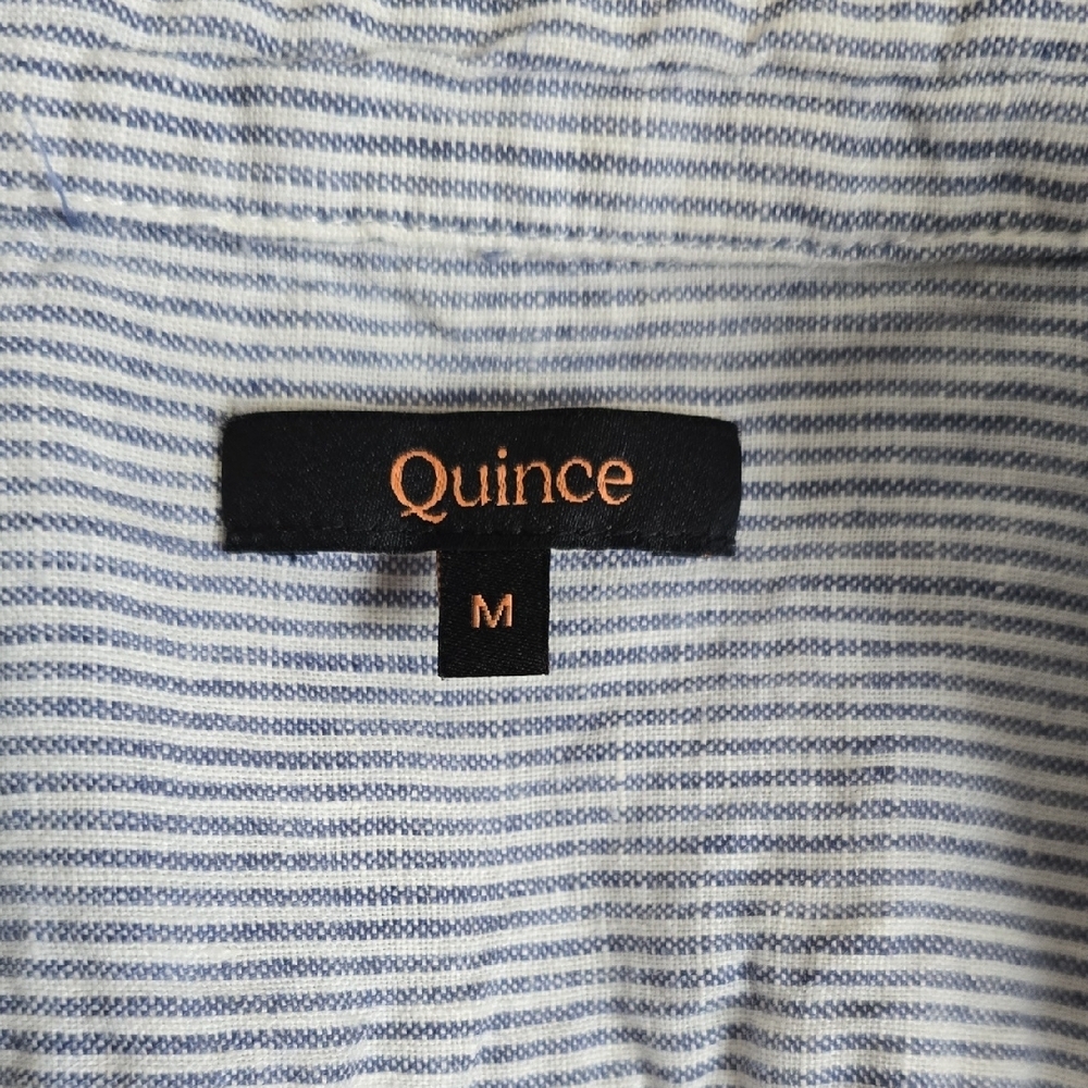 Quince Women's Light Blue Striped Linen Button Down Shirt Med - Picture 5 of 6